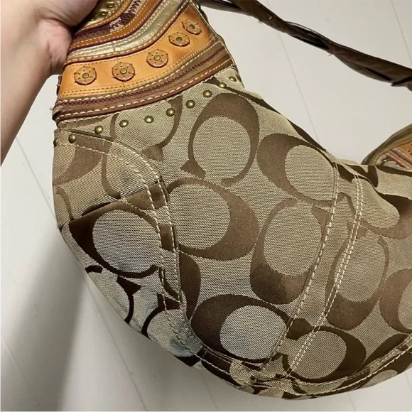 Coach Canvas Hobo Bag in Brown and Tan - Picture 2 of 9